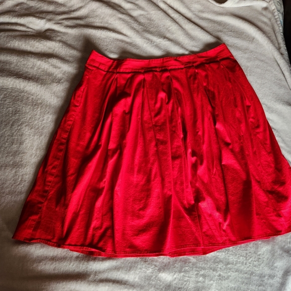 Red A-line Cotton Skirt - Picture 7 of 7